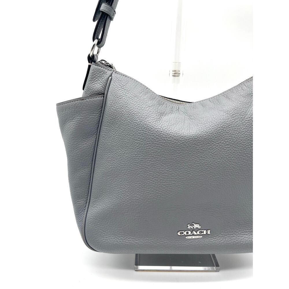 COACH Hobo Rori Pebbled Leather Buckle Shoulder Bag, Gray - Picture 3 of 11